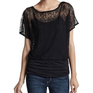 Whitehouse Blackmarket- lace overlay top-Medium